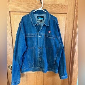 Vintage tri mountain blue denim chore / work jacket